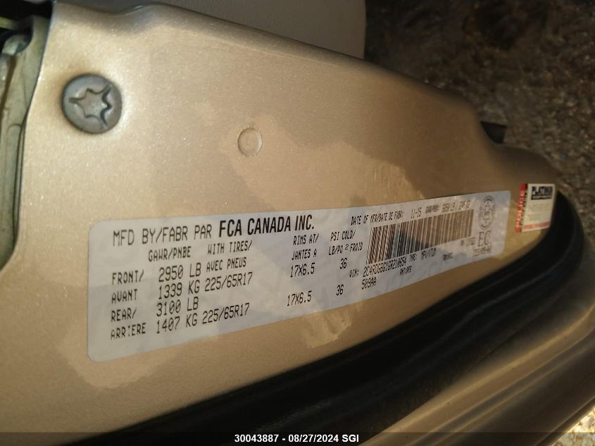 2016 Dodge Grand Caravan Se VIN: 2C4RDGBG1GR210654 Lot: 30043887