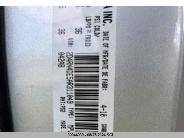 2010 Dodge Grand Caravan Se VIN: 2D4RN4DE5AR311049 Lot: 30044030