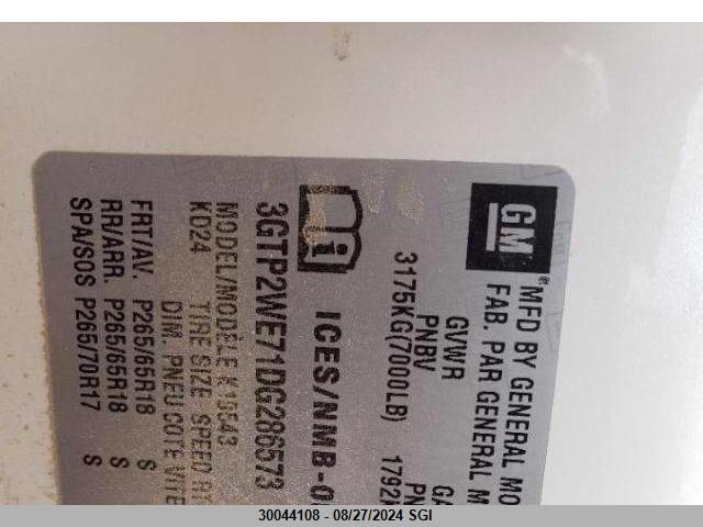 2013 GMC Sierra K1500 Slt VIN: 3GTP2WE71DG286573 Lot: 30044108