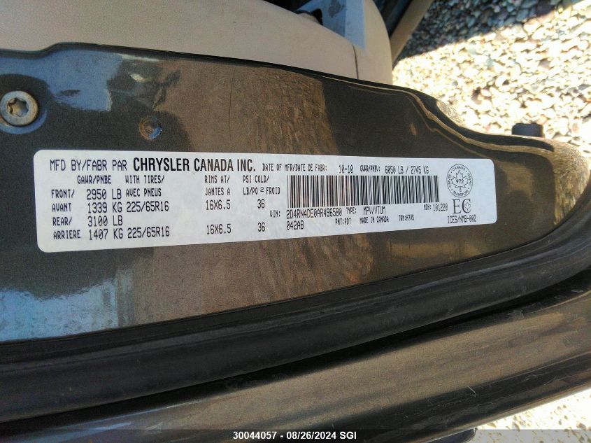 2010 Dodge Grand Caravan Se VIN: 2D4RN4DE0AR496580 Lot: 30044057