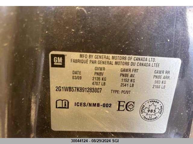 2009 Chevrolet Impala Ls VIN: 2G1WB57K891283007 Lot: 30044124