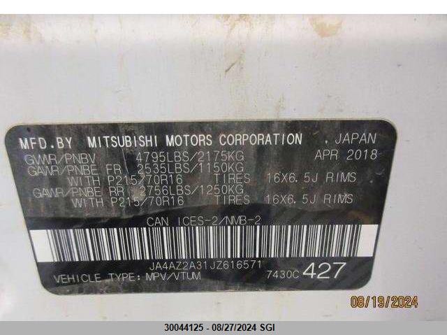 2018 Mitsubishi Outlander Es VIN: JA4AZ2A31JZ616571 Lot: 30044125