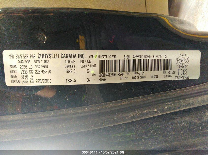 2D8HN44E29R518570 2009 Dodge Grand Caravan Se