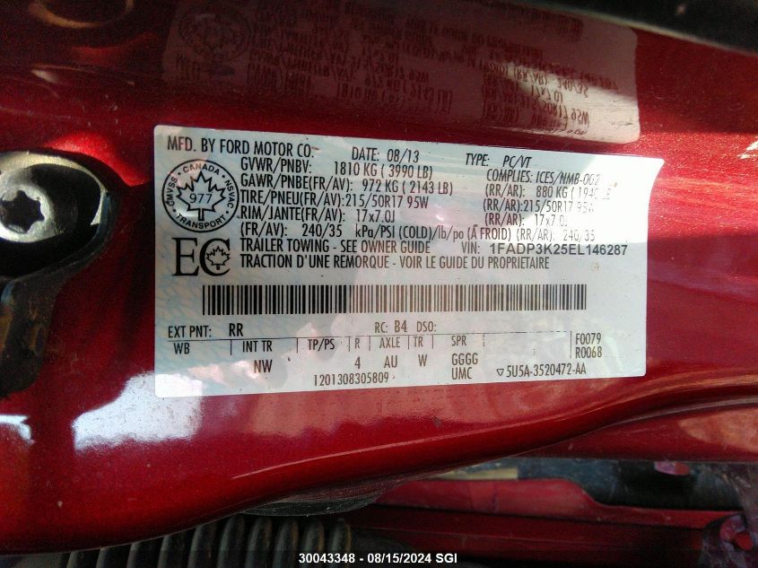 1FADP3K25EL146287 2014 Ford Focus Se