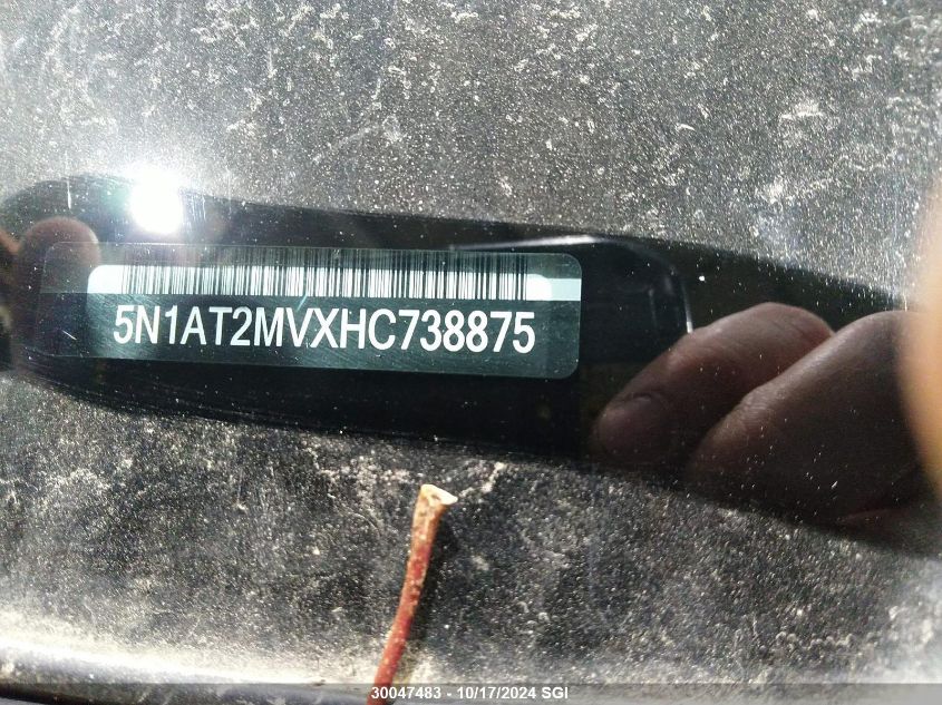 2017 Nissan Rogue Sv/Sl VIN: 5N1AT2MVXHC738875 Lot: 30047483
