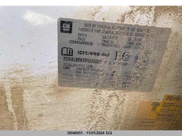 2015 Chevrolet Equinox Lt VIN: 2GNALBEKXF6263086 Lot: 30048451