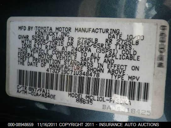 4T3ZF19C71U348478 2001 Toyota Sienna Ce