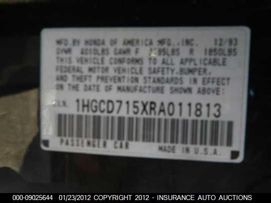 1HGCD715XRA011813 1994 Honda Accord Ex