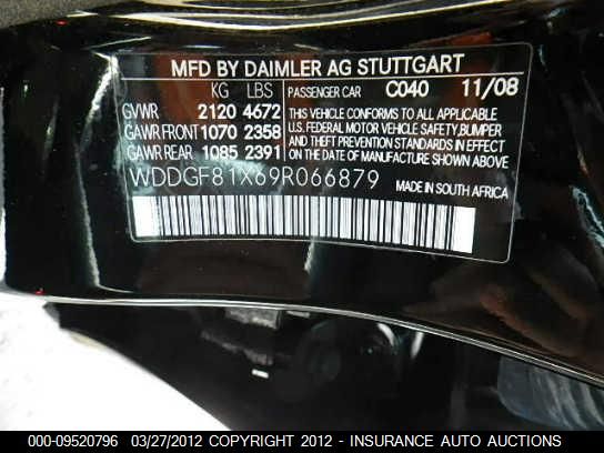 2009 Mercedes-Benz C300 4 Matic VIN: WDDGF81X69R066879 Lot: 9520796