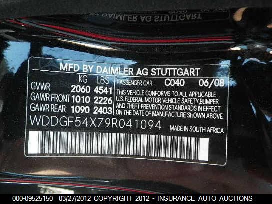 WDDGF54X79R041094 2009 Mercedes-Benz C300 300