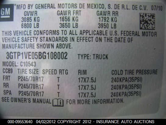 3GTP1VE05BG108002 2011 GMC Sierra 1500 Sle