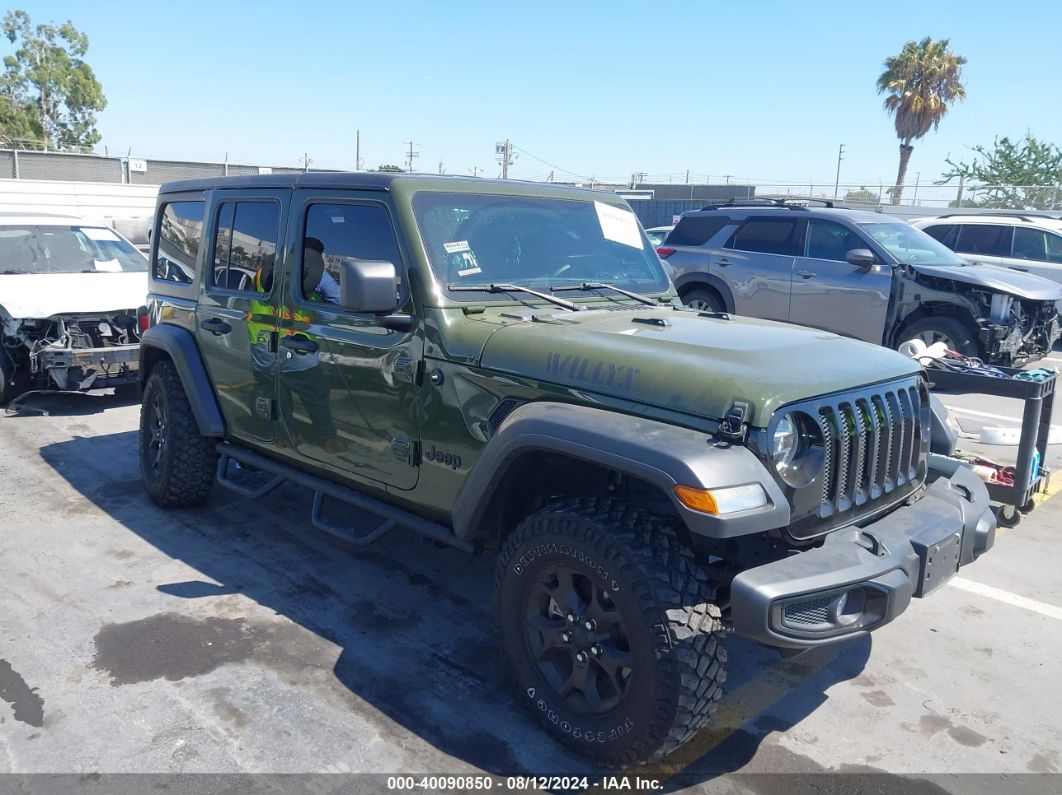 2022 JEEP WRANGLER UNLIMITED WILLYS 4X4 Green  Gasoline 1C4HJXDG5NW113205 photo #1