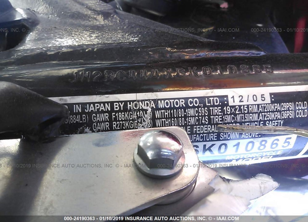 2006 HONDA VT750 CDA VIN: JH2RC444X6K010865