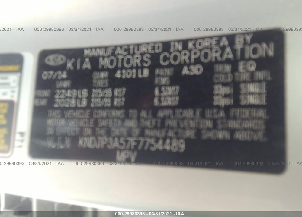 2015 KIA SOUL VIN: KNDJP3A57F7754489