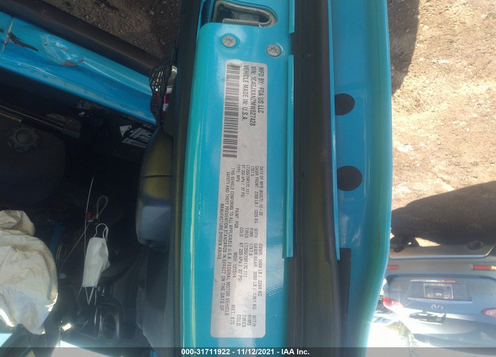 2021 JEEP WRANGLER WILLYS 4X4 VIN: 1C4GJXAN2MW627428