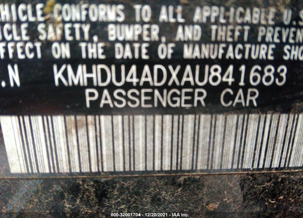 2010 HYUNDAI ELANTRA GLS VIN: KMHDU4ADXAU841683