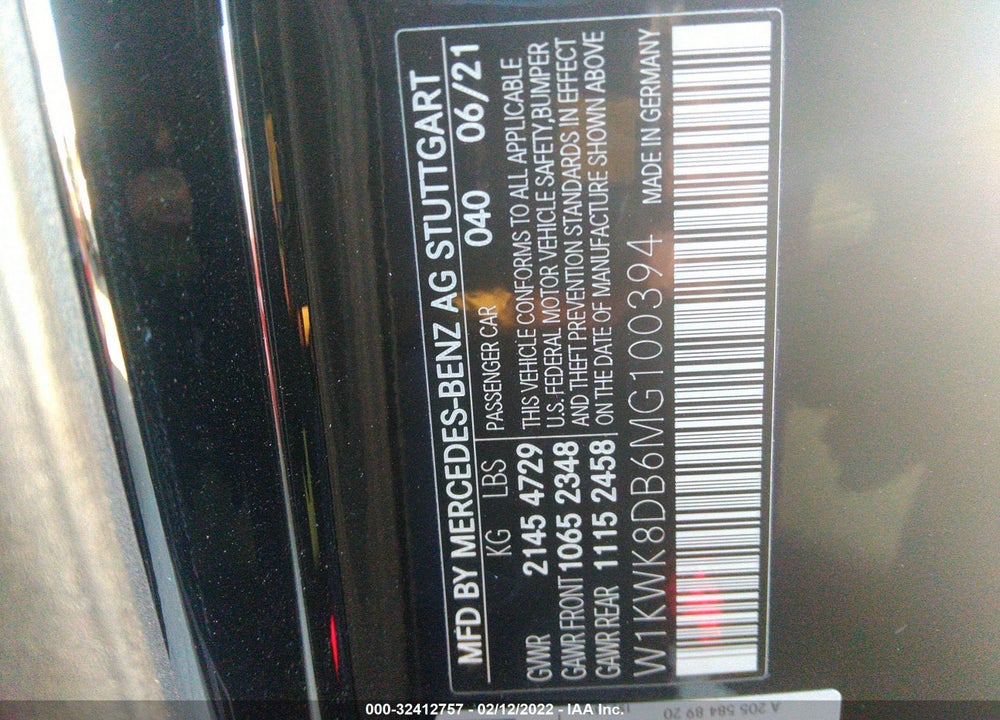 2021 MERCEDES-BENZ C CLASS VIN: W1KWK8DB6MG100394