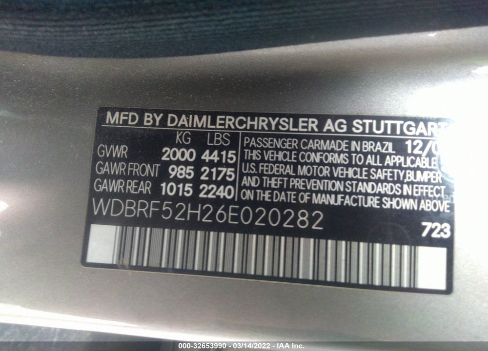 2006 MERCEDES-BENZ C 230 SPORT VIN: WDBRF52H26E020282