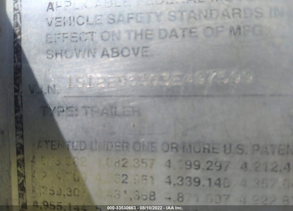 2003 STRICK TRAILERS --- VIN: 1S12E95303E497599