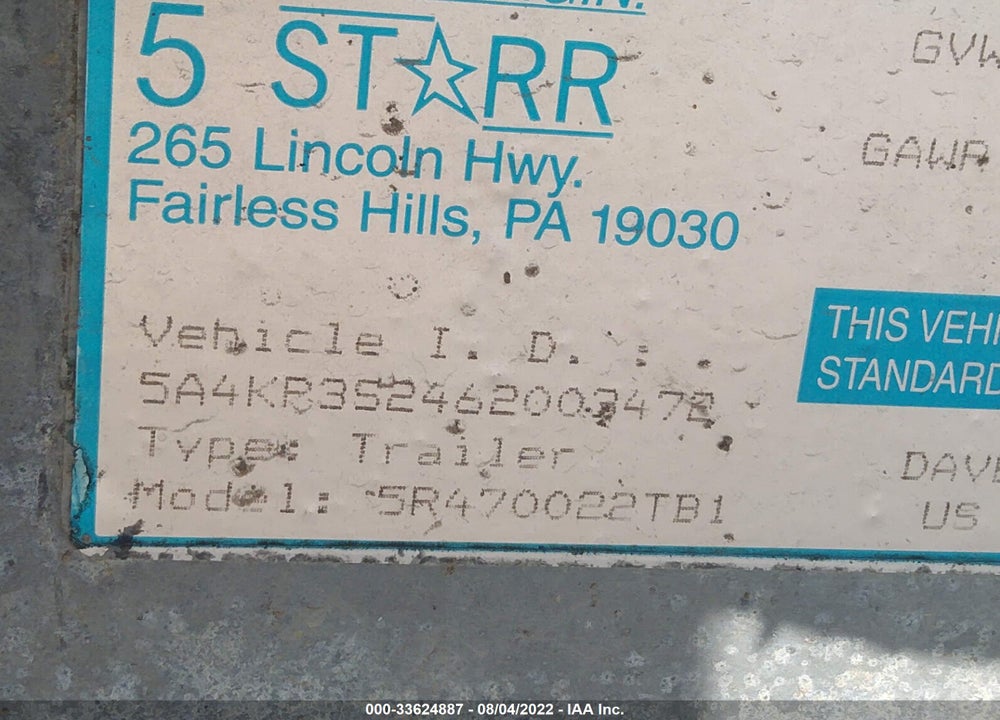 2006 STAR TL VIN: 5A4KP3S2462003472