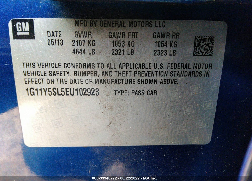 2014 CHEVROLET IMPALA 1LS VIN: 1G11Y5SL5EU102923