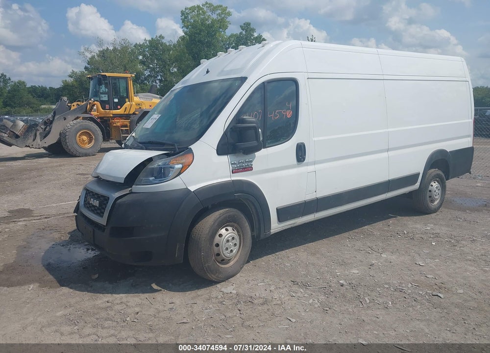 2019 RAM PROMASTER 3500 CARGO VAN HIGH ROOF 159 WB EXT VIN: 3C6URVJG3KE562122