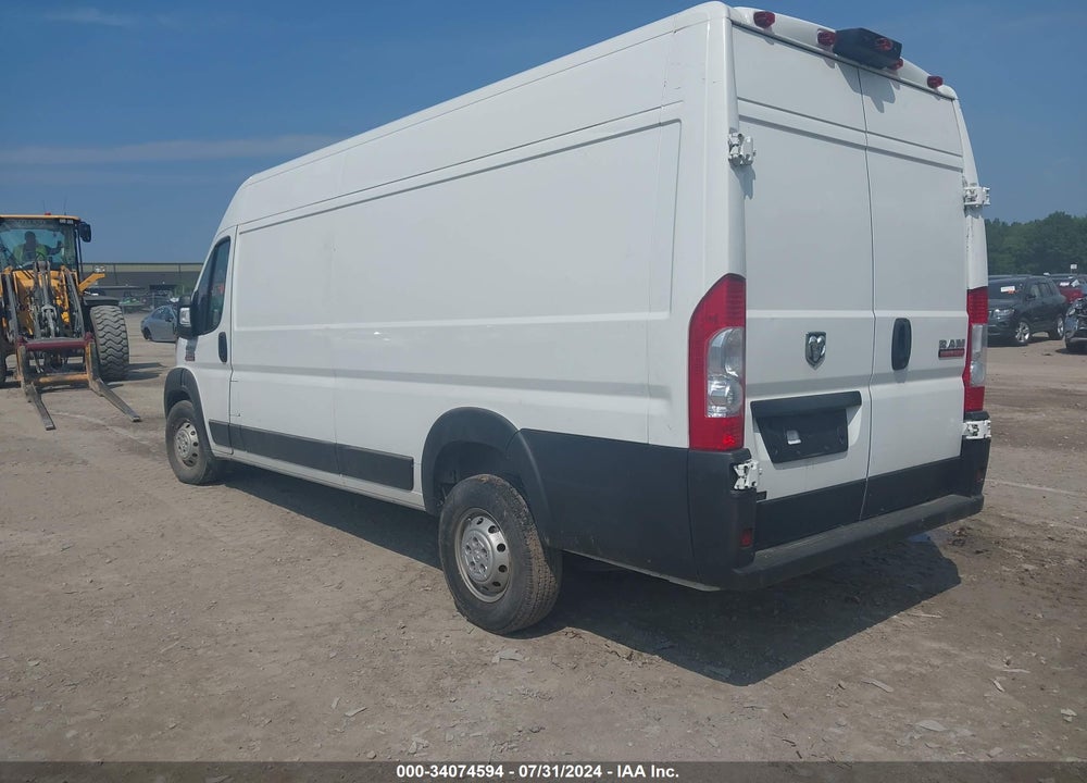 2019 RAM PROMASTER 3500 CARGO VAN HIGH ROOF 159 WB EXT VIN: 3C6URVJG3KE562122