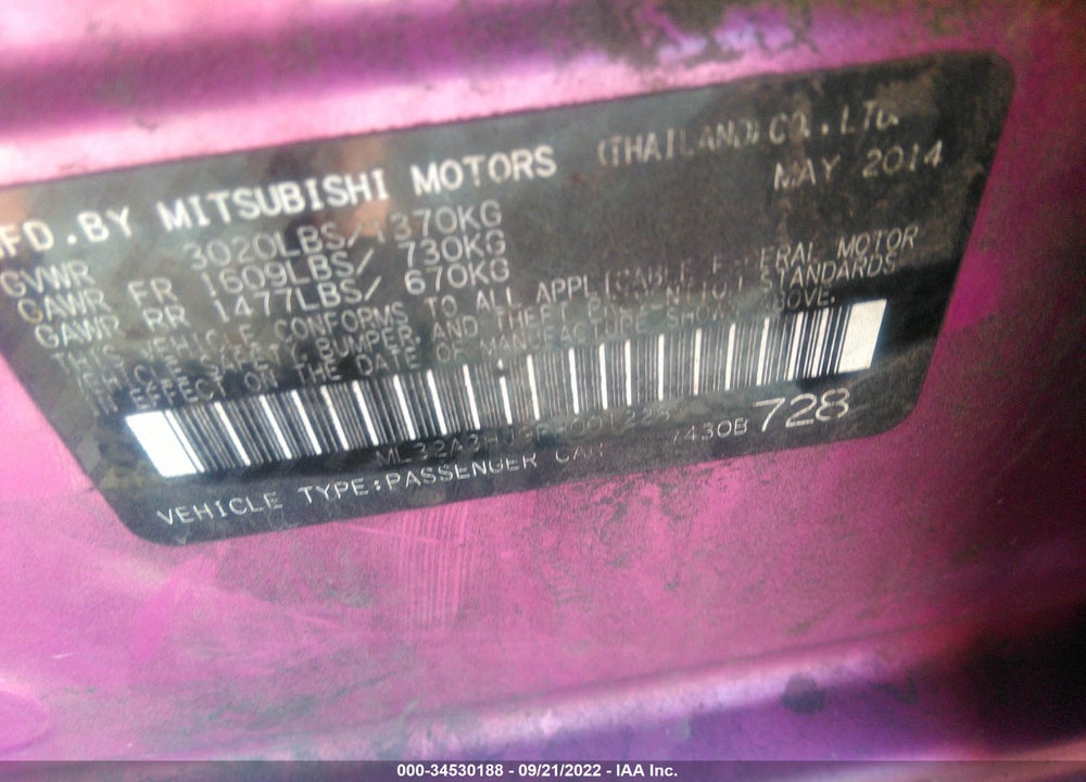 2015 MITSUBISHI MIRAGE DE VIN: ML32A3HJ9FH001228