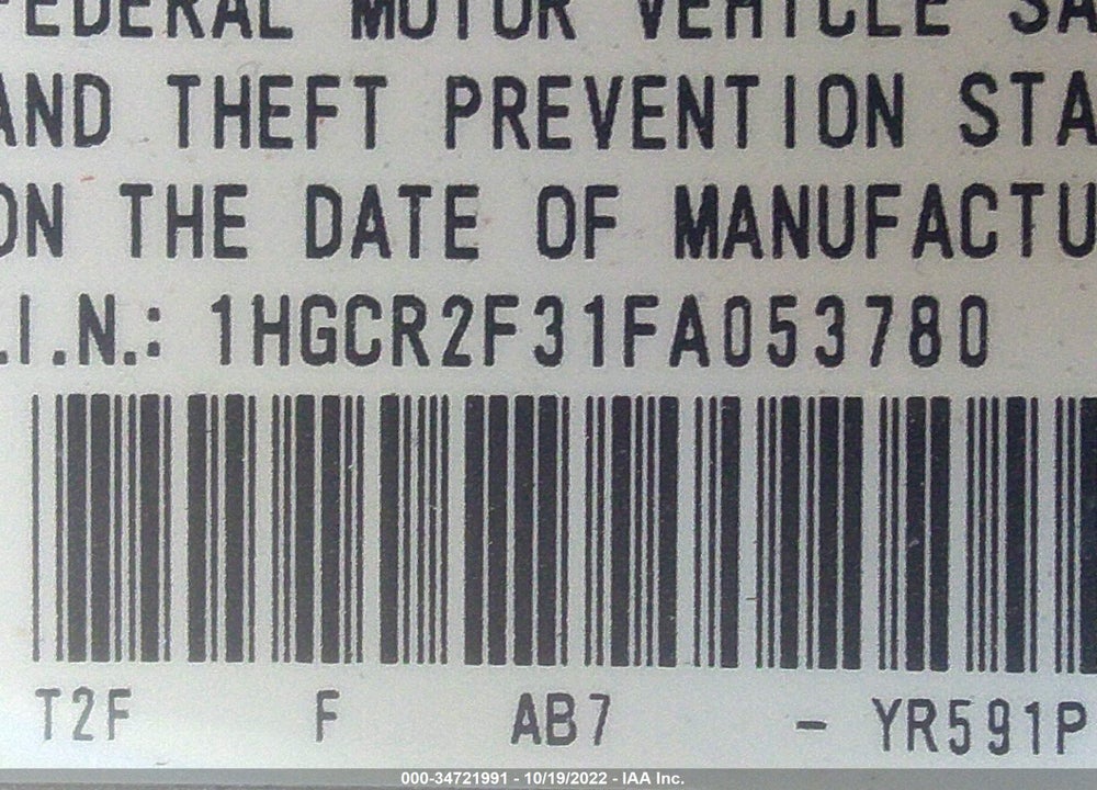 2015 HONDA ACCORD LX VIN: 1HGCR2F31FA053780