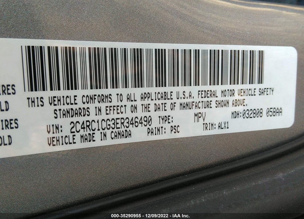 2014 CHRYSLER TOWN & COUNTRY TOURING-L VIN: 2C4RC1CG3ER346490
