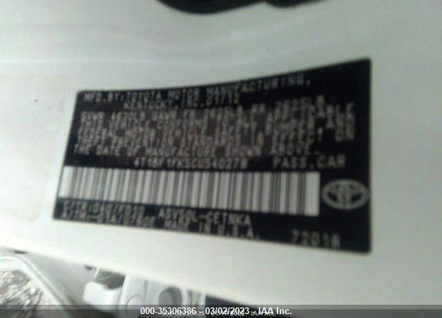 2012 TOYOTA CAMRY LE VIN: 4T1BF1FK5CU540278