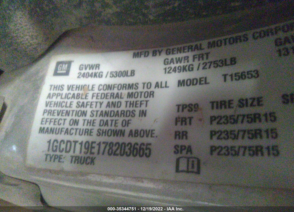2007 CHEVROLET COLORADO LT VIN: 1GCDT19E178203665