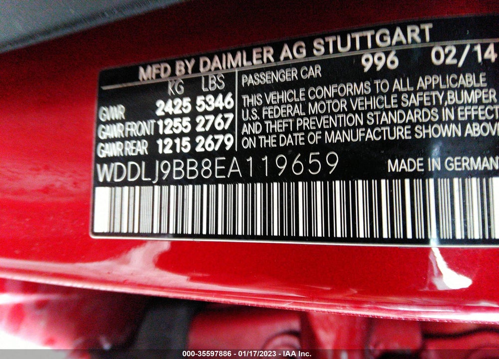 2014 MERCEDES-BENZ CLS 550 VIN: WDDLJ9BB8EA119659