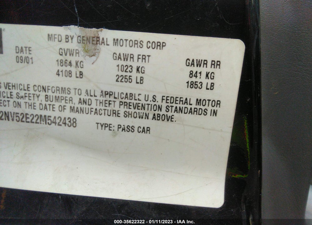 2002 PONTIAC GRAND AM GT1 VIN: 1G2NV52E22M542438