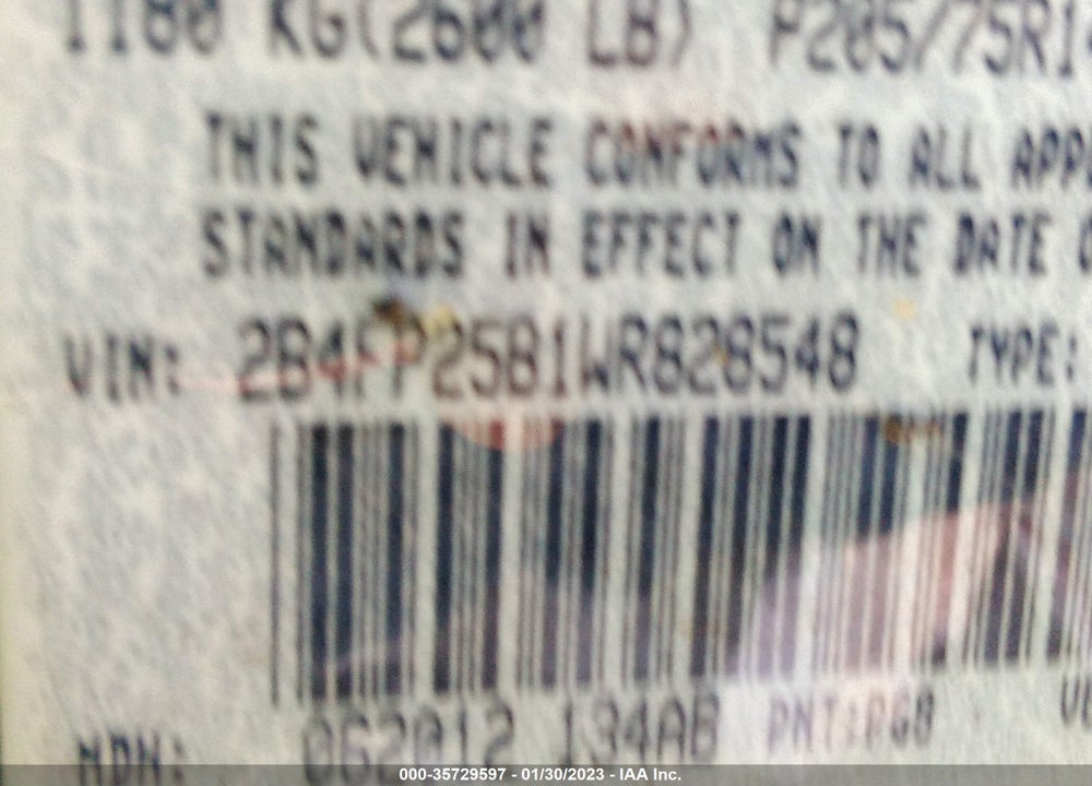 1998 DODGE CARAVAN VIN: 2B4FP25B1WR828548