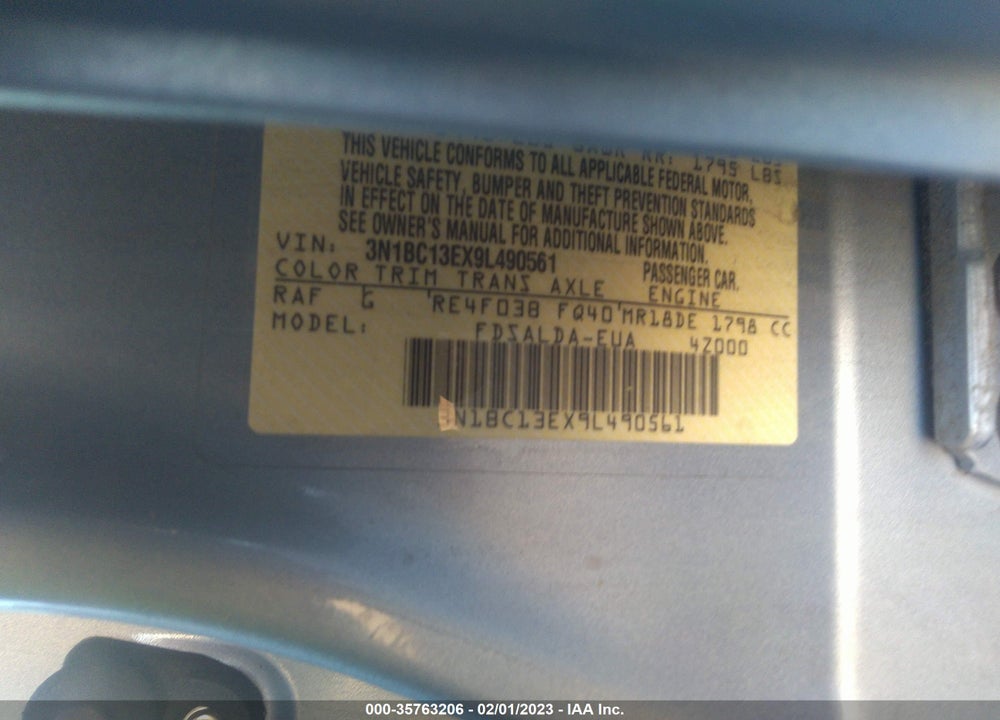 2009 NISSAN VERSA 1.8S VIN: 3N1BC13EX9L490561