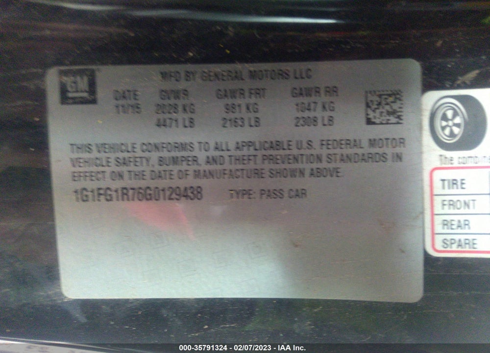 2016 CHEVROLET CAMARO 2SS VIN: 1G1FG1R76G0129438