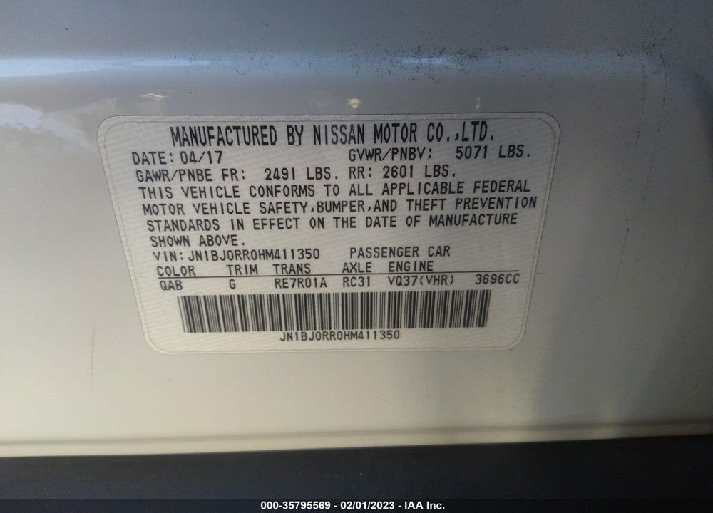2017 INFINITI QX50 VIN: JN1BJ0RR0HM411350