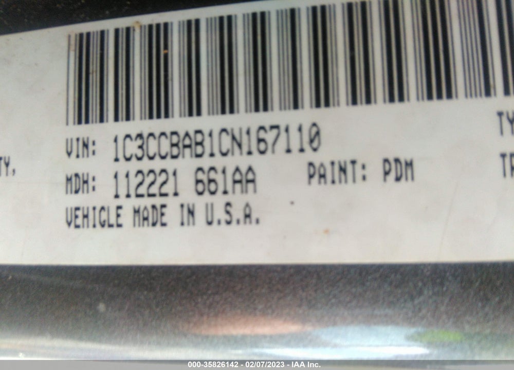 2012 CHRYSLER 200 VIN: 1C3CCBAB1CN167110