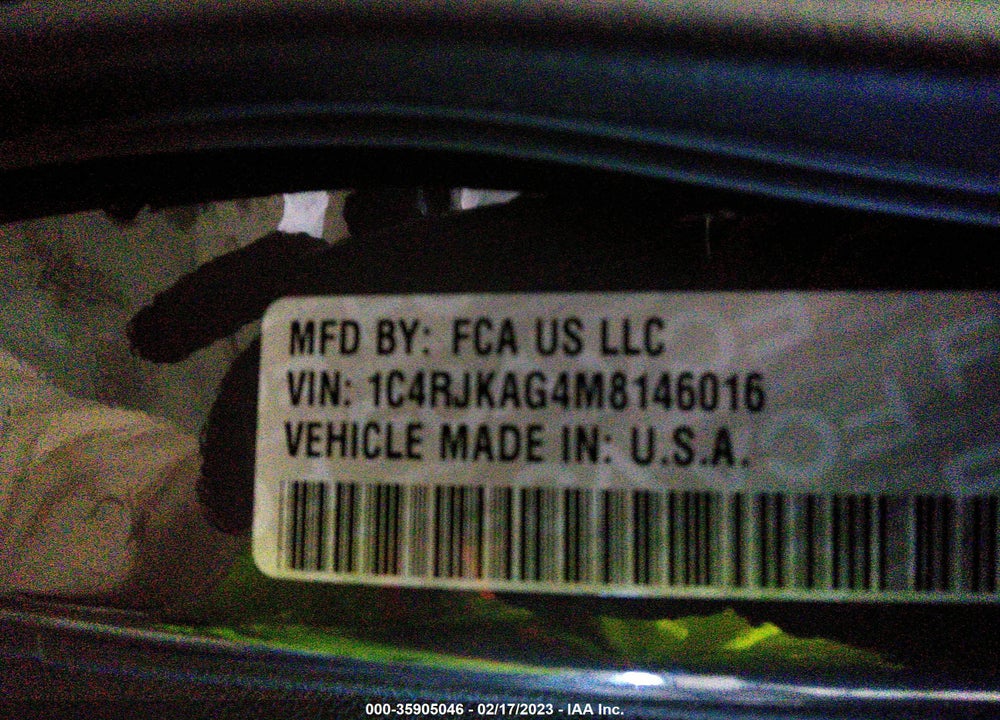 2021 JEEP GRAND CHEROKEE L ALTITUDE 4X4 VIN: 1C4RJKAG4M8146016
