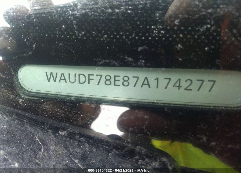 2007 AUDI A4 2.0T VIN: WAUDF78E87A174277