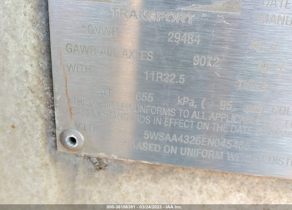 2014 WALKER STAINLESS EQUIP CO --- VIN: 5WSAA4326EN045485