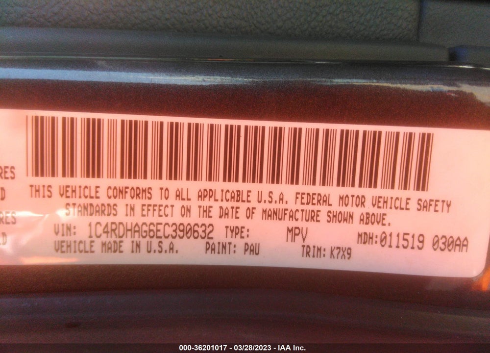 2014 DODGE DURANGO SXT VIN: 1C4RDHAG6EC390632