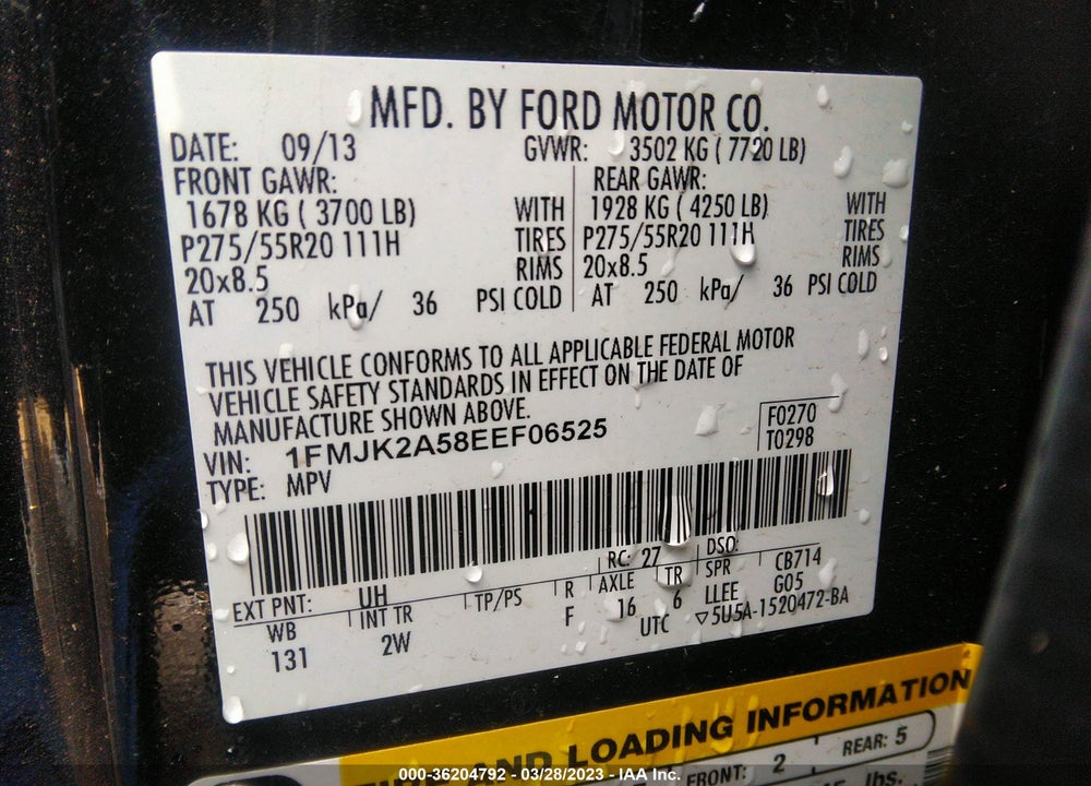 2014 FORD EXPEDITION EL LIMITED VIN: 1FMJK2A58EEF06525