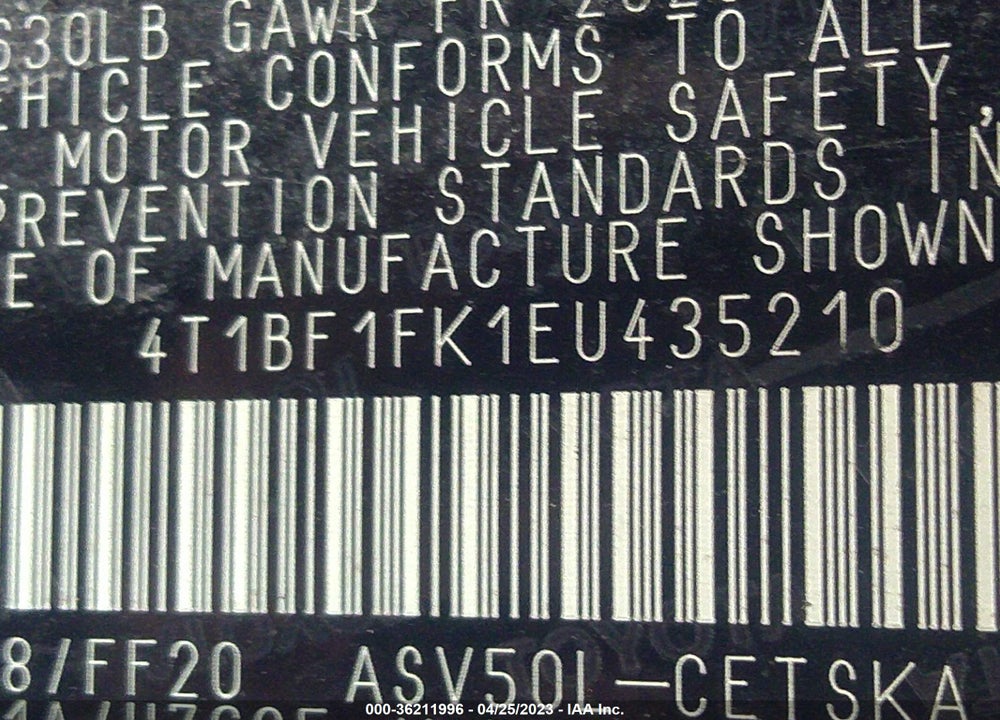 2014 TOYOTA CAMRY SE VIN: 4T1BF1FK1EU435210