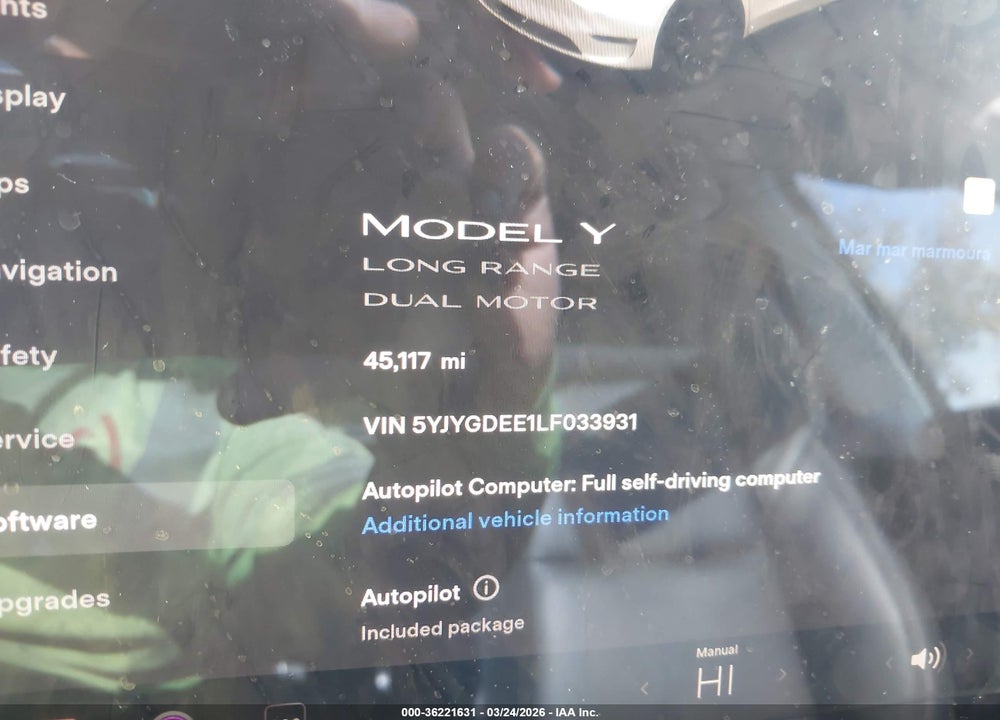 2020 TESLA MODEL Y LONG RANGE VIN: 5YJYGDEE1LF033931