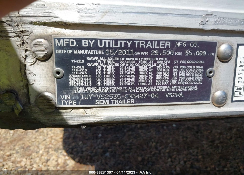 2012 UTILITY TRAILER MFG --- VIN: 1UYVS2535CM342704