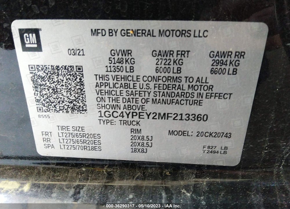 2021 CHEVROLET SILVERADO 2500HD 4WD STANDARD BED LTZ VIN: 1GC4YPEY2MF213360