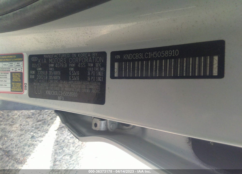 2017 KIA NIRO FE VIN: KNDCB3LC1H5058910