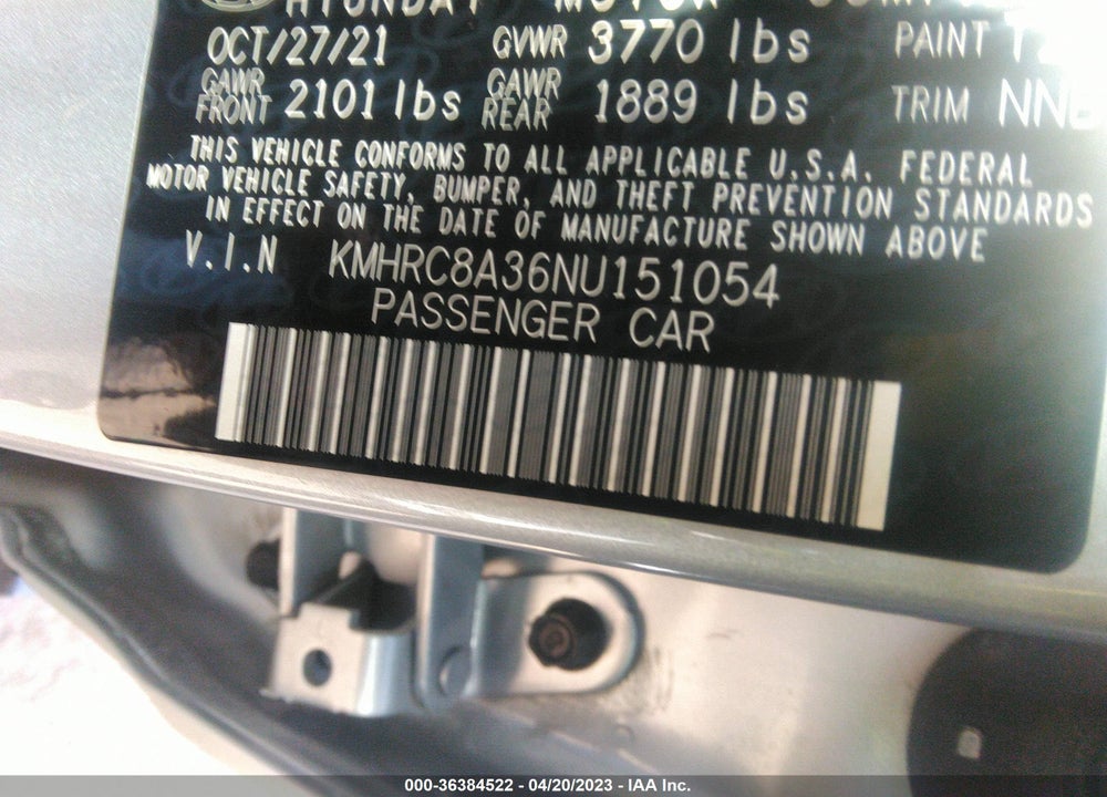 2022 HYUNDAI VENUE SEL VIN: KMHRC8A36NU151054